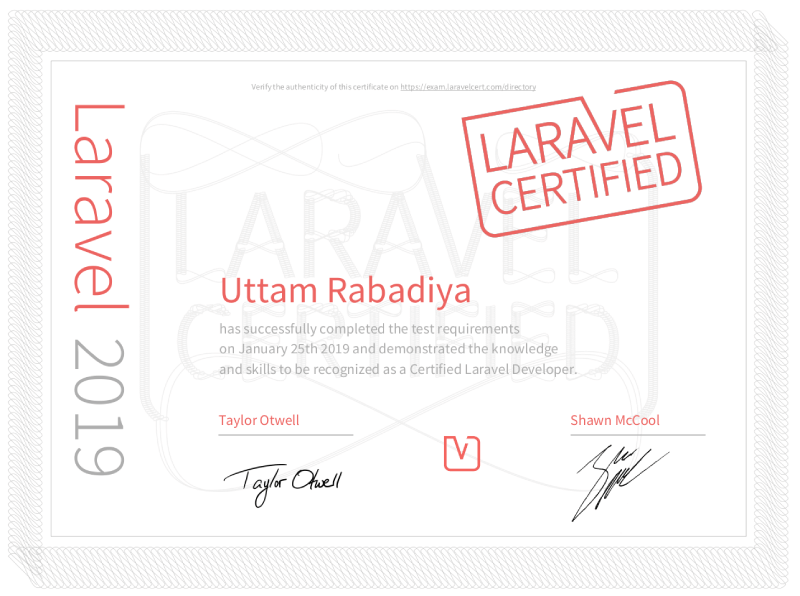Laravel Certified Developer